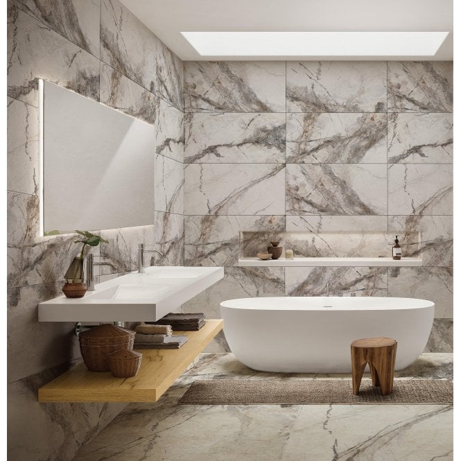 Invisible Marble Gloss Porcelain 60cm x 120cm Wall & Floor Tile