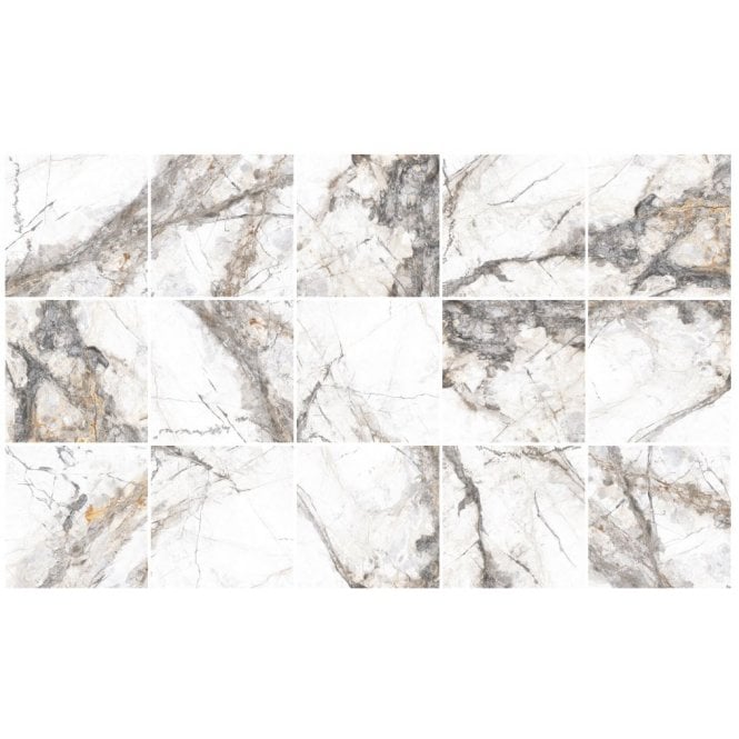 Invisible Marble Gloss Porcelain 60cm x 60cm Wall & Floor Tile
