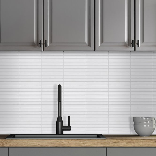 Katakana Large Matt White 29.9cm x 29.6cm (2cm x 14.5cm) Mosaic Tile