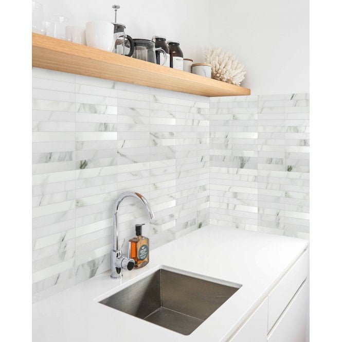 Kit Kat Carrara White 30cm x 30cm Mosaic Tile