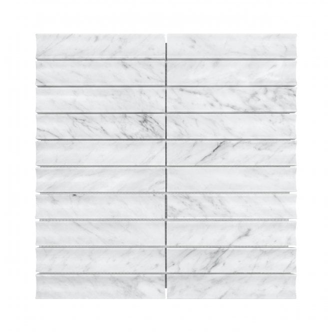 Kit Kat Concave Carrara White 30.5cm x 31.8cm (3cm x 15.2cm) Mosaic Wall Tile