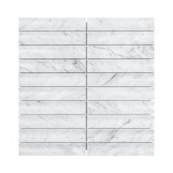 Kit Kat Concave Carrara White 30.5cm x 31.8cm (3cm x 15.2cm) Mosaic Wall Tile