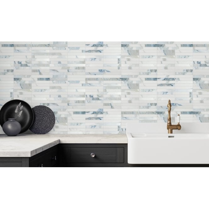 Kit Kat Crash Blue 30cm x 30cm Mosaic Tile