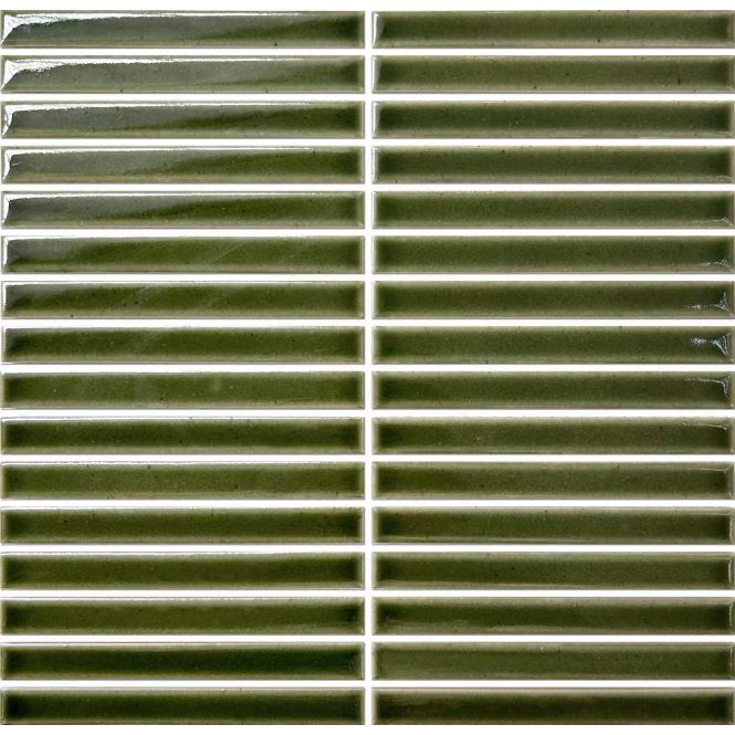 Kit Kat Kiwi Green Gloss 29.7cm x 29.7cm (1.5cm x 14.5cm) Mosaic Tile
