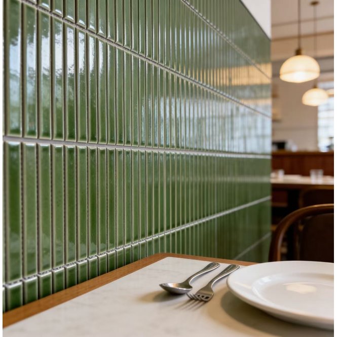 Kit Kat Kiwi Green Gloss 29.7cm x 29.7cm (1.5cm x 14.5cm) Mosaic Tile