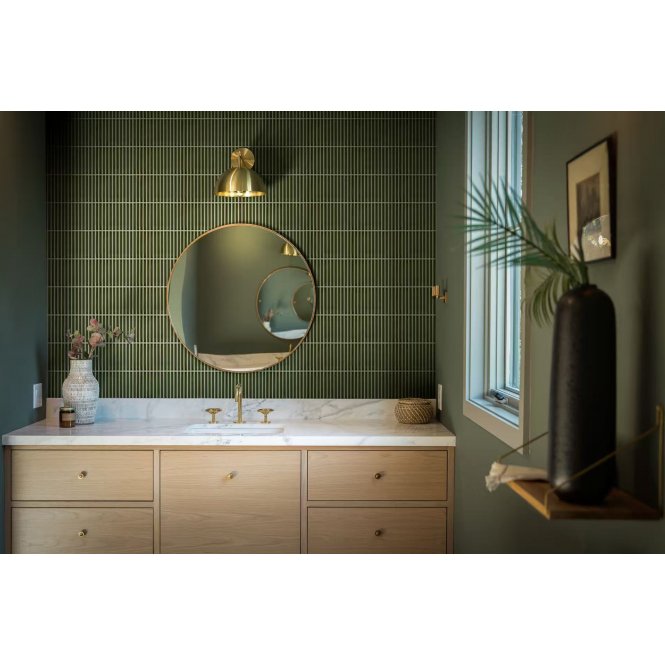 Kit Kat Kiwi Green Gloss 29.7cm x 29.7cm (1.5cm x 14.5cm) Mosaic Tile