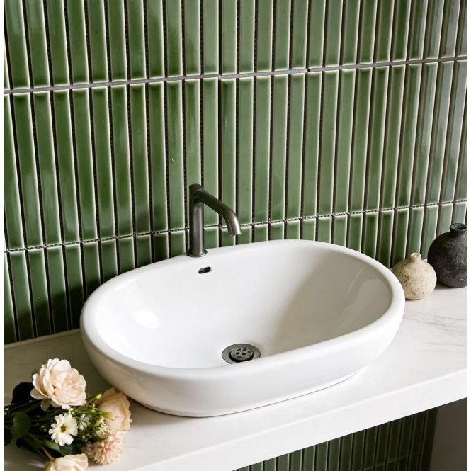 Kit Kat Kiwi Green Gloss 29.7cm x 29.7cm (1.5cm x 14.5cm) Mosaic Tile