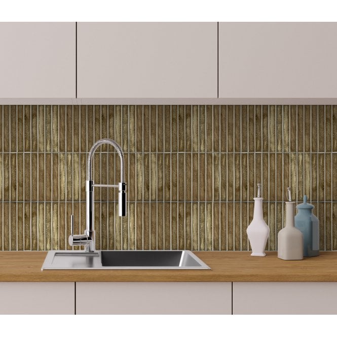 Kit Kat Shadow Gold 20.2cm x 32.9cm (2.7cm x 20cm) Mosaic Tile