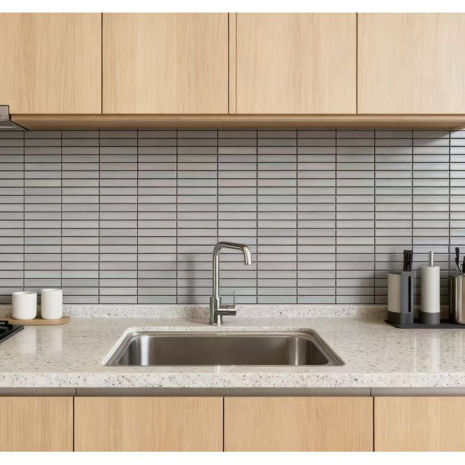 Kit Kat Speckle Stone Grey Gloss 29.9cm x 29.6cm (1.5cm x 14.5cm) Mosaic Tile