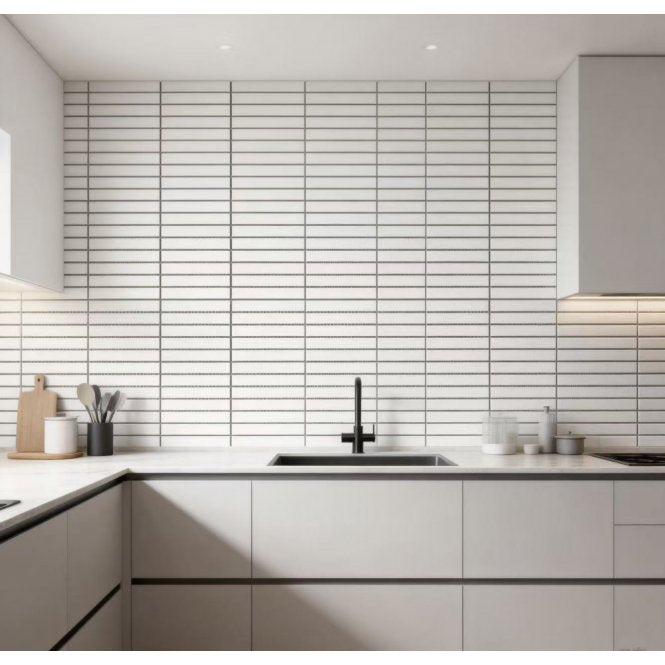 Kit Kat Speckle White Gloss 29.9cm x 29.6cm (1.5cm x 14.5cm) Mosaic Tile