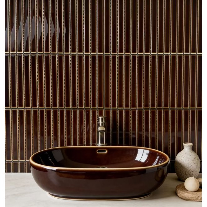 Kit Kat Teapot Brown Gloss 29.7cm x 29.7cm (1.5cm x 14.5cm) Mosaic Tile