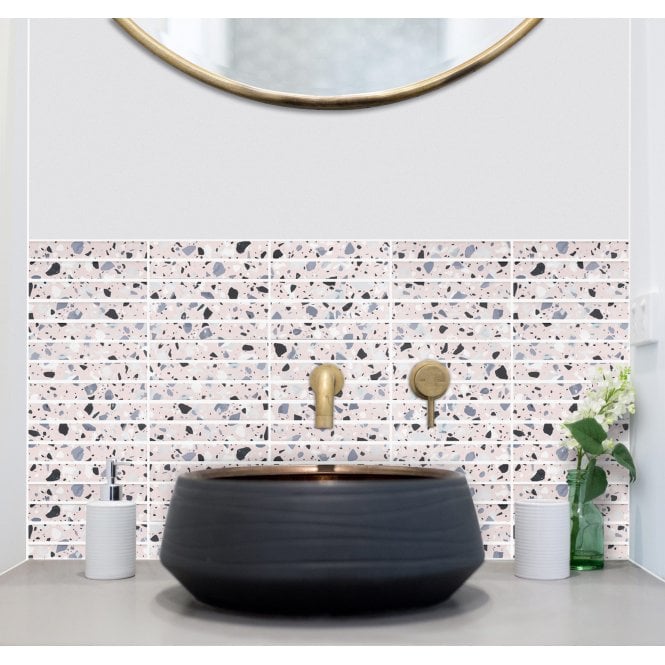 Kit Kat Terrazzo Blush Pink 30cm x 29.6cm Mosaic Tile