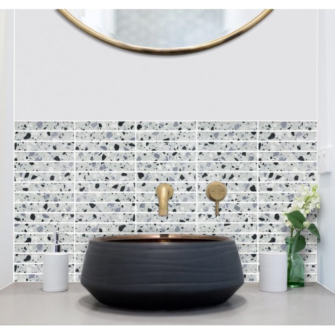 Kit Kat Terrazzo Pearl Grey 30cm x 29.6cm Mosaic Tile