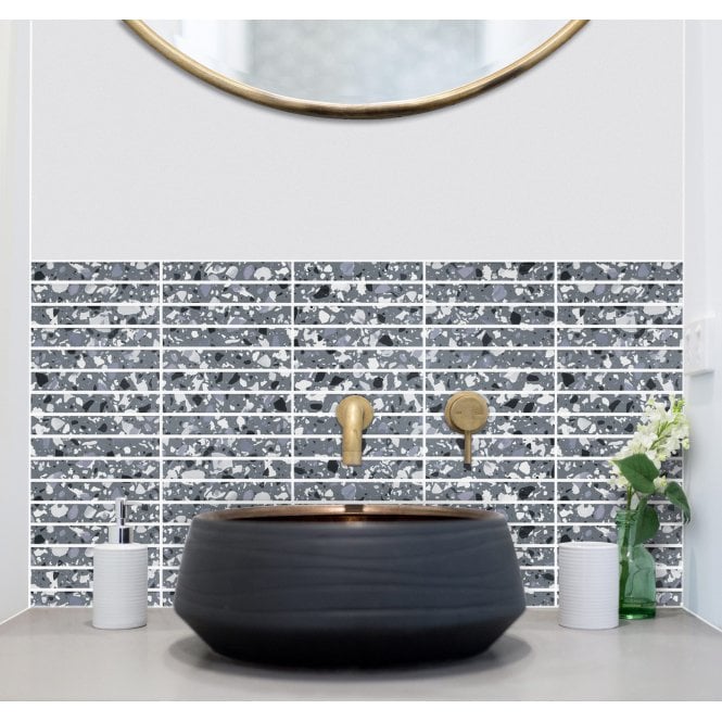 Kit Kat Terrazzo Smoke 30cm x 29.6cm Mosaic Tile