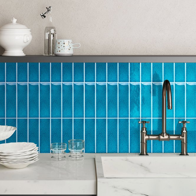 Knightsbridge Crackle Peacock 6cm x 20cm Wall & Floor Tile