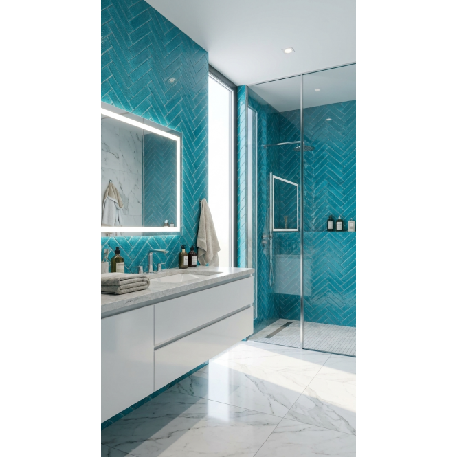 Knightsbridge Crackle Peacock 6cm x 20cm Wall & Floor Tile