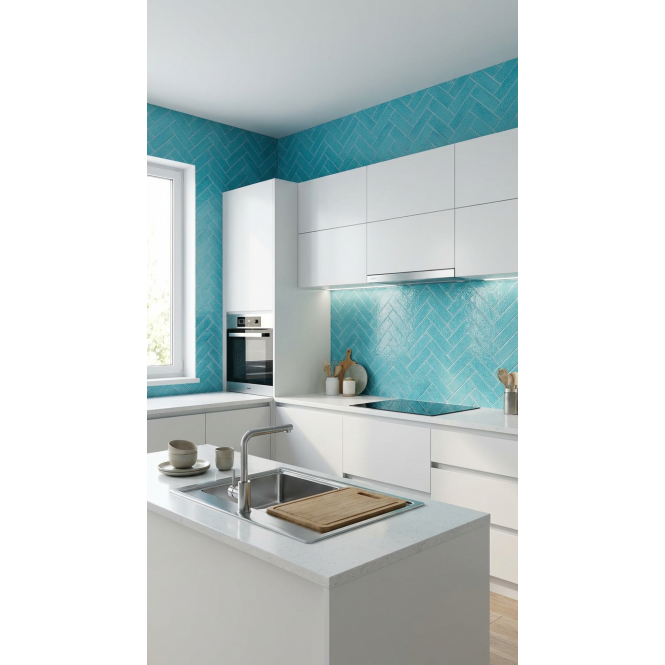 Knightsbridge Crackle Sky Blue 6cm x 20cm Wall & Floor Tile
