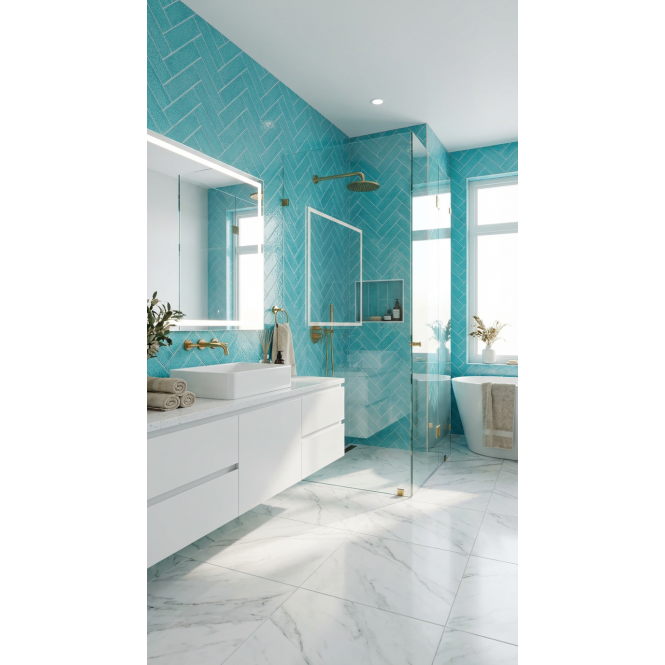 Knightsbridge Crackle Sky Blue 6cm x 20cm Wall & Floor Tile
