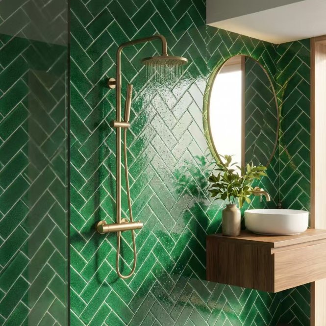 Knightsbridge Crackle Victorian Green 6cm x 20cm Wall & Floor Tile