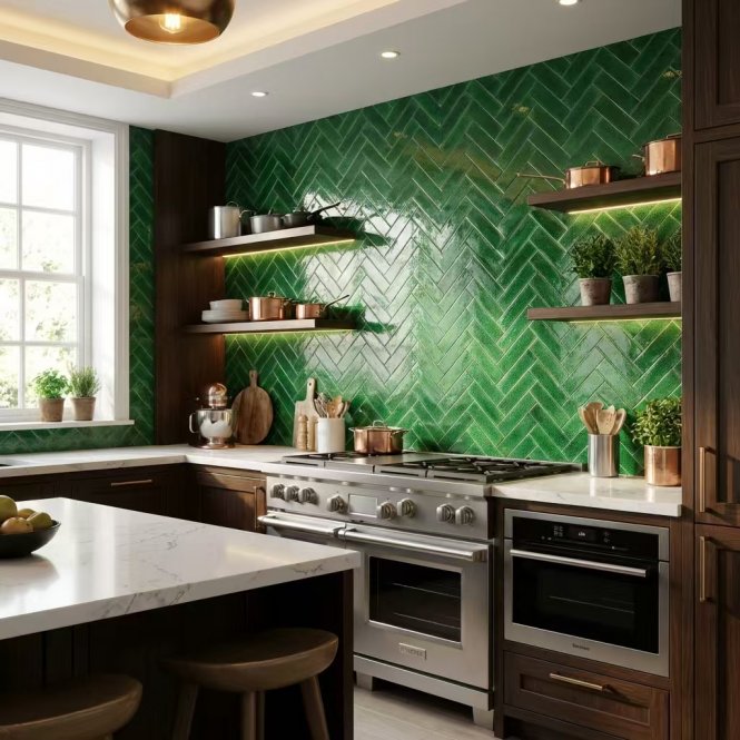 Knightsbridge Crackle Victorian Green 6cm x 20cm Wall & Floor Tile