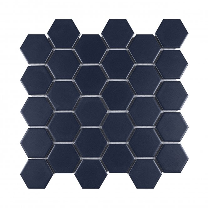 La Maison Denim Blue 27.2cm x 28.2cm (5.1cm x 5.9cm) Hexagon Mosaic Tile