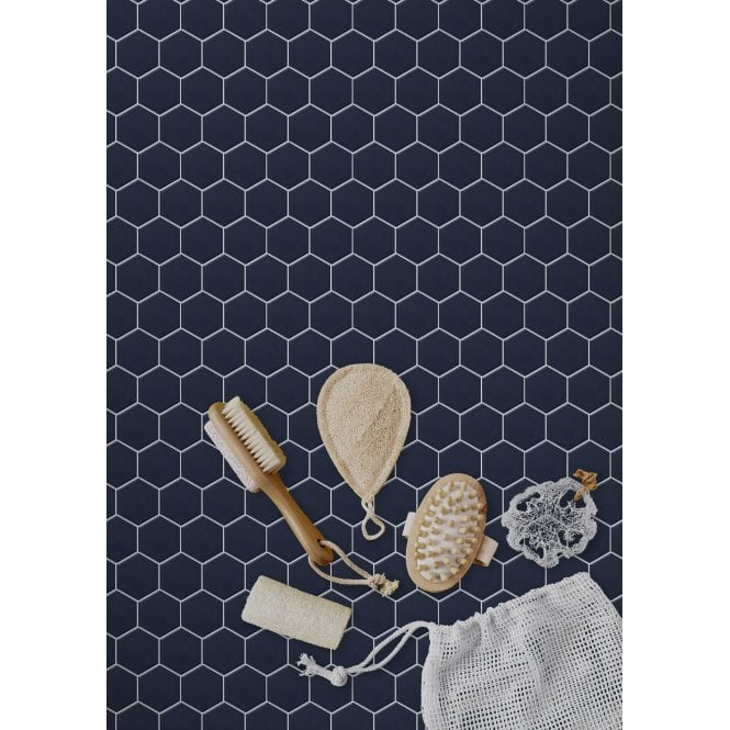 La Maison Denim Blue 27.2cm x 28.2cm (5.1cm x 5.9cm) Hexagon Mosaic Tile