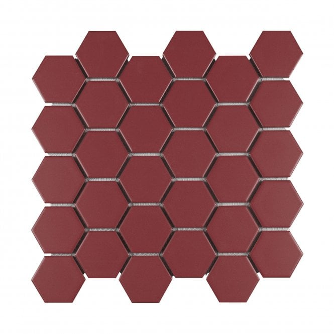 La Maison Strawberry Red 27.2cm x 28.2cm (5.1cm x 5.9cm) Hexagon Mosaic Tile