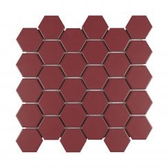 La Maison Strawberry Red 27.2cm x 28.2cm (5.1cm x 5.9cm) Hexagon Mosaic Tile