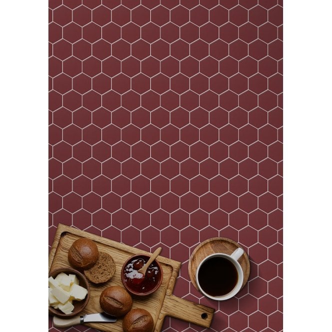 La Maison Strawberry Red 27.2cm x 28.2cm (5.1cm x 5.9cm) Hexagon Mosaic Tile