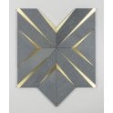 Labrynth Basalt Stone and Gold Brass 30.5cm x 30.5cm Mosaic Tile