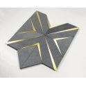 Labrynth Basalt Stone and Gold Brass 30.5cm x 30.5cm Mosaic Tile