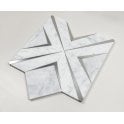 Labrynth Carrara Marble and Brushed Steel 30.5cm x 30.5cm Mosaic Tile