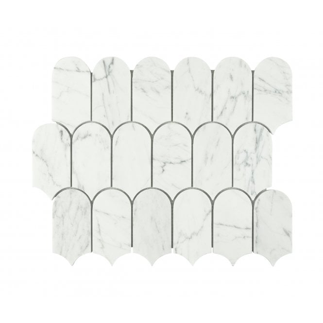 Lantern Carrara White Marble (5cm x 10.2cm) 25.4cm x 30.4cm Mosaic Tile