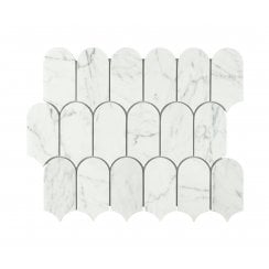 Lantern Carrara White Marble (5cm x 10.2cm) 25.4cm x 30.4cm Mosaic Tile