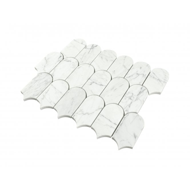 Lantern Carrara White Marble (5cm x 10.2cm) 25.4cm x 30.4cm Mosaic Tile