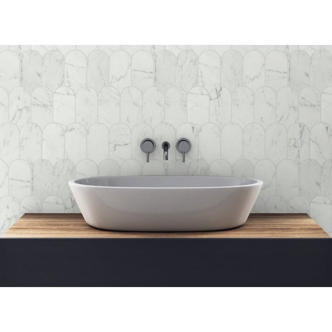 Lantern Carrara White Marble (5cm x 10.2cm) 25.4cm x 30.4cm Mosaic Tile