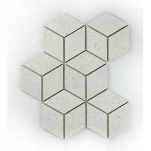 Lava White 3D Rhomboid 25.5cm x 29.5cm Mosaic Tile