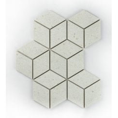 Lava White 3D Rhomboid 25.5cm x 29.5cm Mosaic Tile
