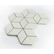Lava White 3D Rhomboid 25.5cm x 29.5cm Mosaic Tile