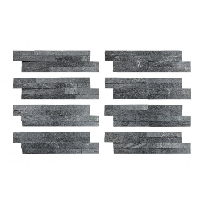 Ledgestone Black Quartzite 10cm x 36cm Wall Tile