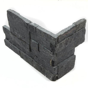 Ledgestone Black Quartzite 18cm x 35cm Corner Tile