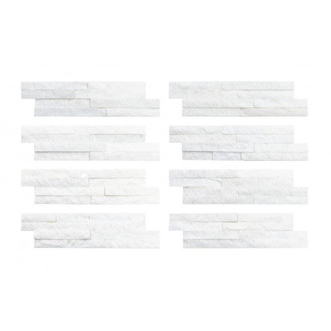 Ledgestone Snow White Quartzite 10cm x 36cm Wall Tile
