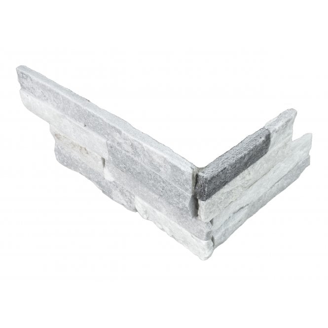 Ledgestone White Grey 10cm x 36cm Corner Tile