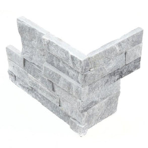 Ledgestone White Grey 18cm x 35cm Corner Tile