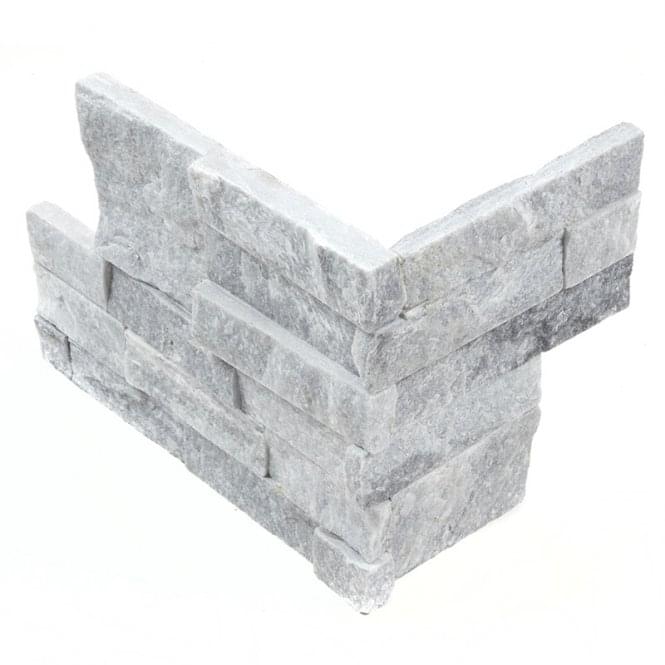 Ledgestone White Grey 18cm x 35cm Corner Tile