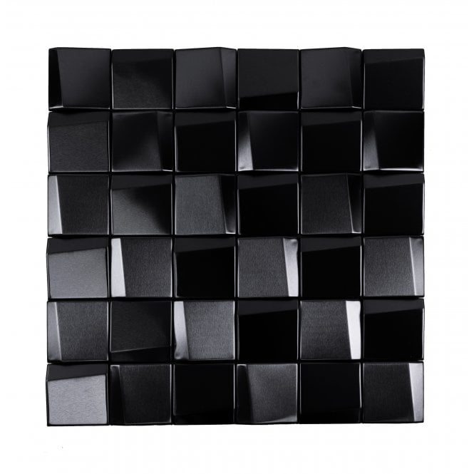 Leonardo Black (4.8cm x 4.8cm) 29.2cm x 29.2cm Mosaic Tile