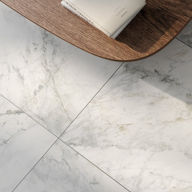 Leonardo White Carving 60cm x 60cm Wall and Floor Tile