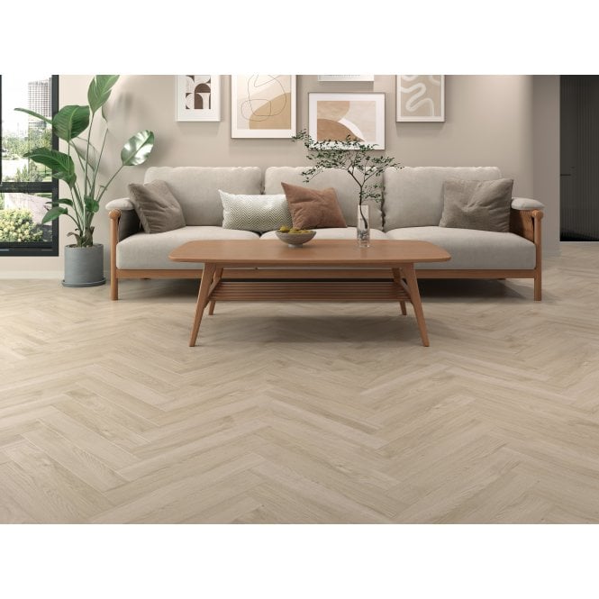 Light Oak Herringbone Laminate 10cm x 60cm x 8mm (1.8 Sq/M Per Pack)