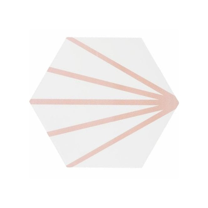 Lily Hex Hexagon Blush Rose Line 22.8cm x 19.8cm Wall & Floor Tile