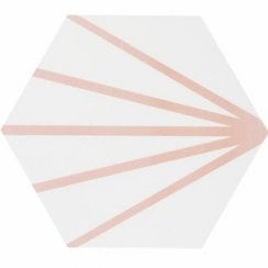 Lily Hex Hexagon Blush Rose Line 22.8cm x 19.8cm Wall & Floor Tile